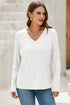 V-Neck Long Sleeve Relaxed Fit Pullover Top